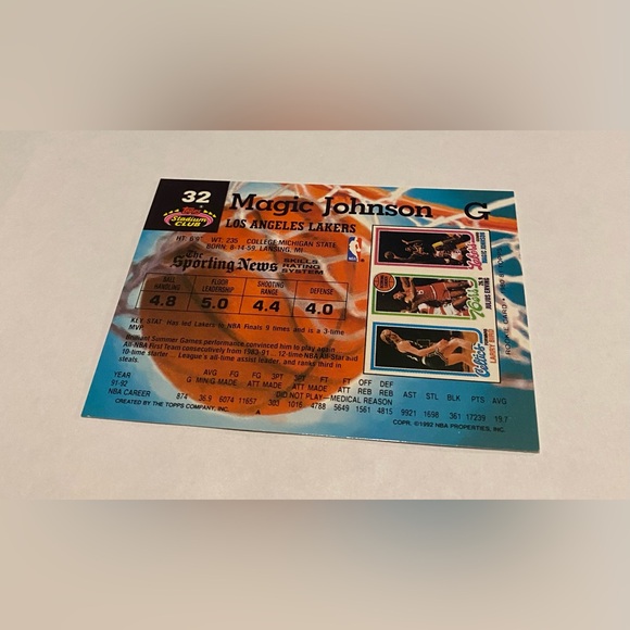 Magic Johnson 1992 Topps Stadium Club Basketball Card Vintage
